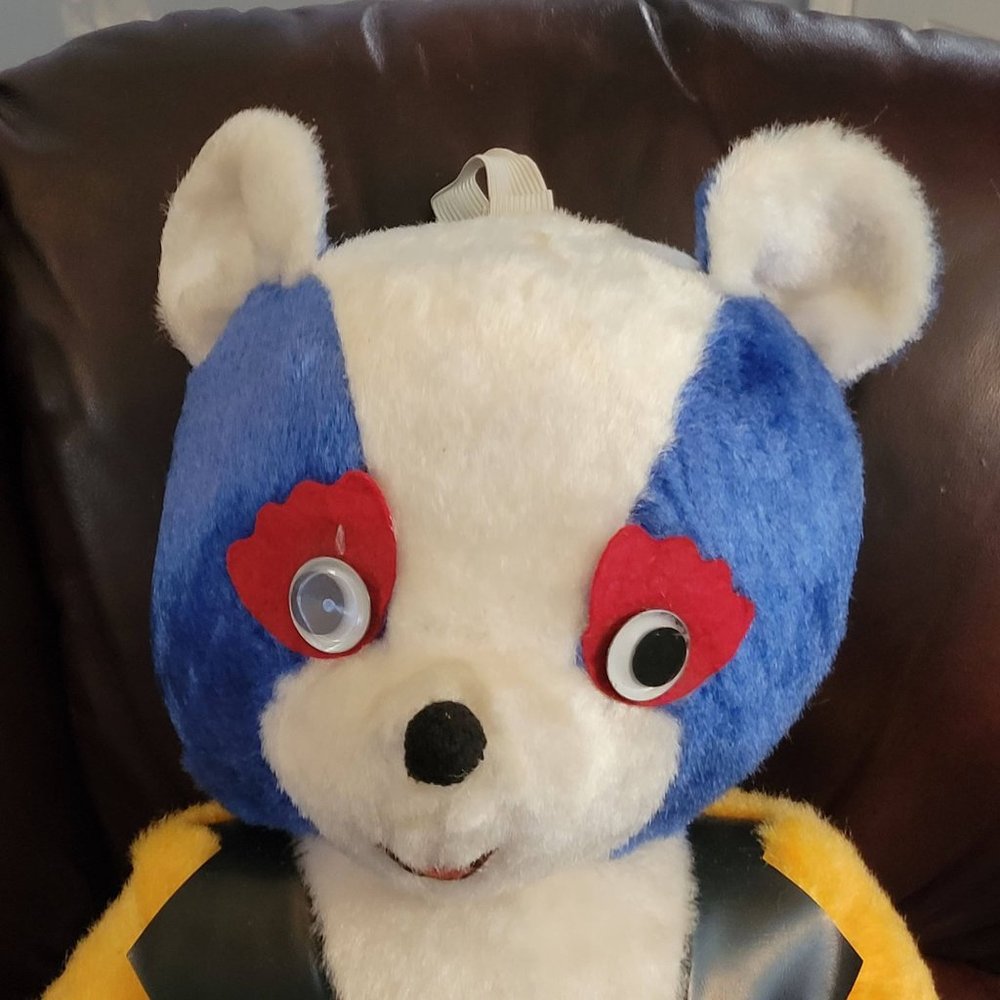 Genie Carnival Prize Bear Blue Yellow Suit Teddy Plush Toy 24" Vintage Tux